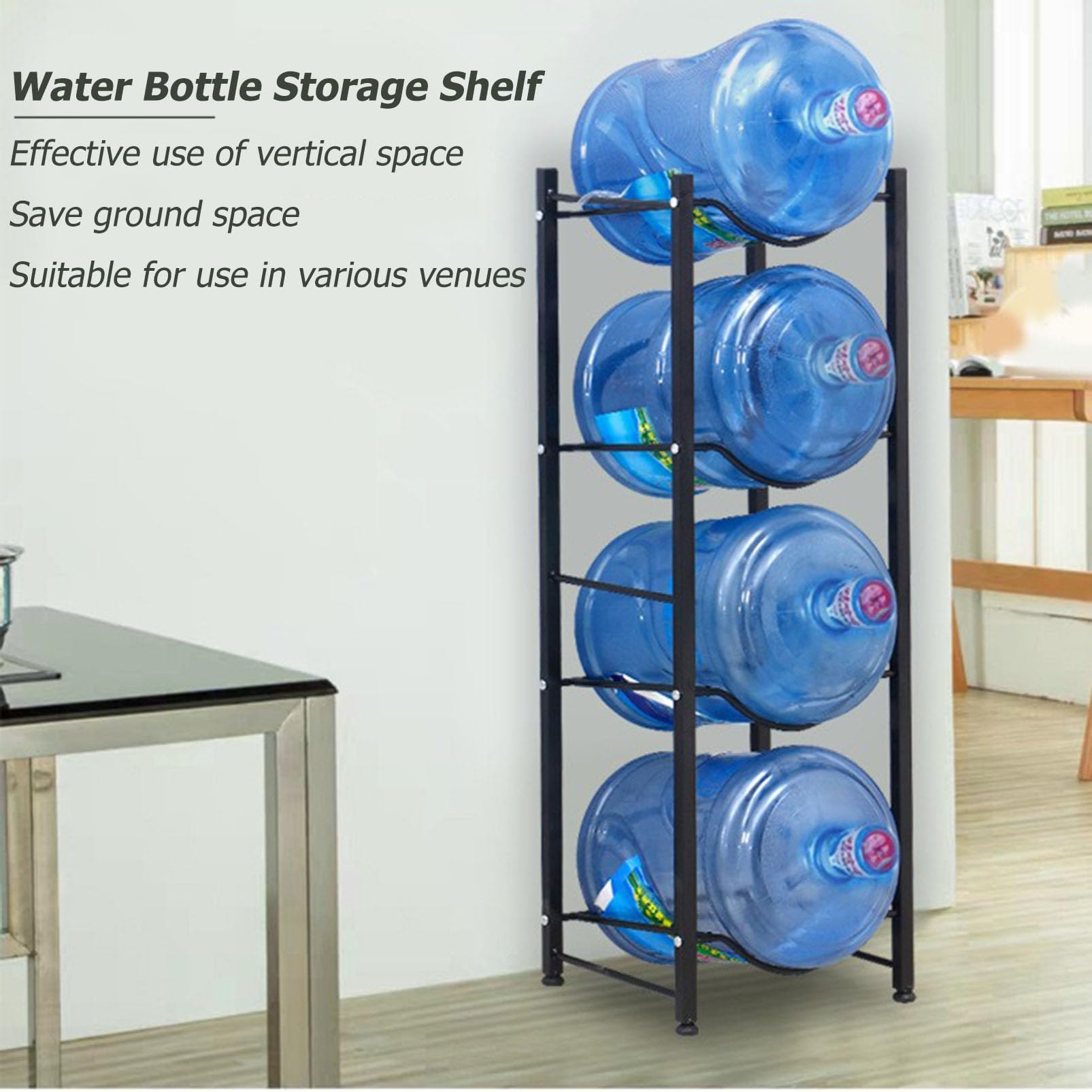 Soporte para botellas de agua de 5 galones, organizador resistente para almacenamiento de enfriador de agua, soporte dispensador que ahorra espacio para oficina, cocina, almacén