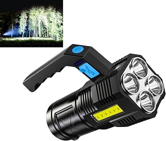 High Brightness Flashlight Waterproof Powerful Lighting for Outdoor Adventures 4LED Search Light Outdoor USB Flashlight Powerful Camping Light