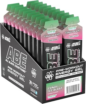 Applied Nutrition ABE Pre Workout Gel - All Black Everything Pre Workout Gel, Energy & Physical Performance with Citrulline, Creatine, Beta Alanine (20 x 60ml Gels) (Candy Ice Blast)