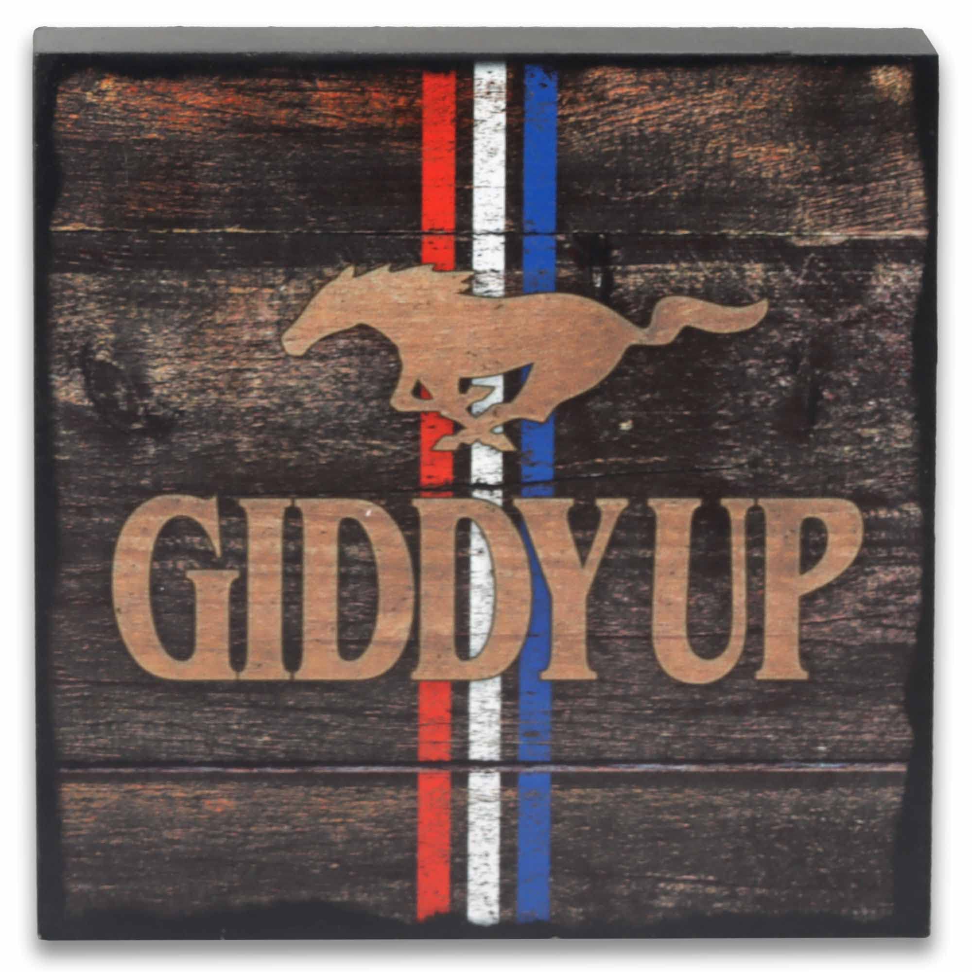 Panneau GIDDY UP MUSTANG en bois pour une atmosphère authentique - 7