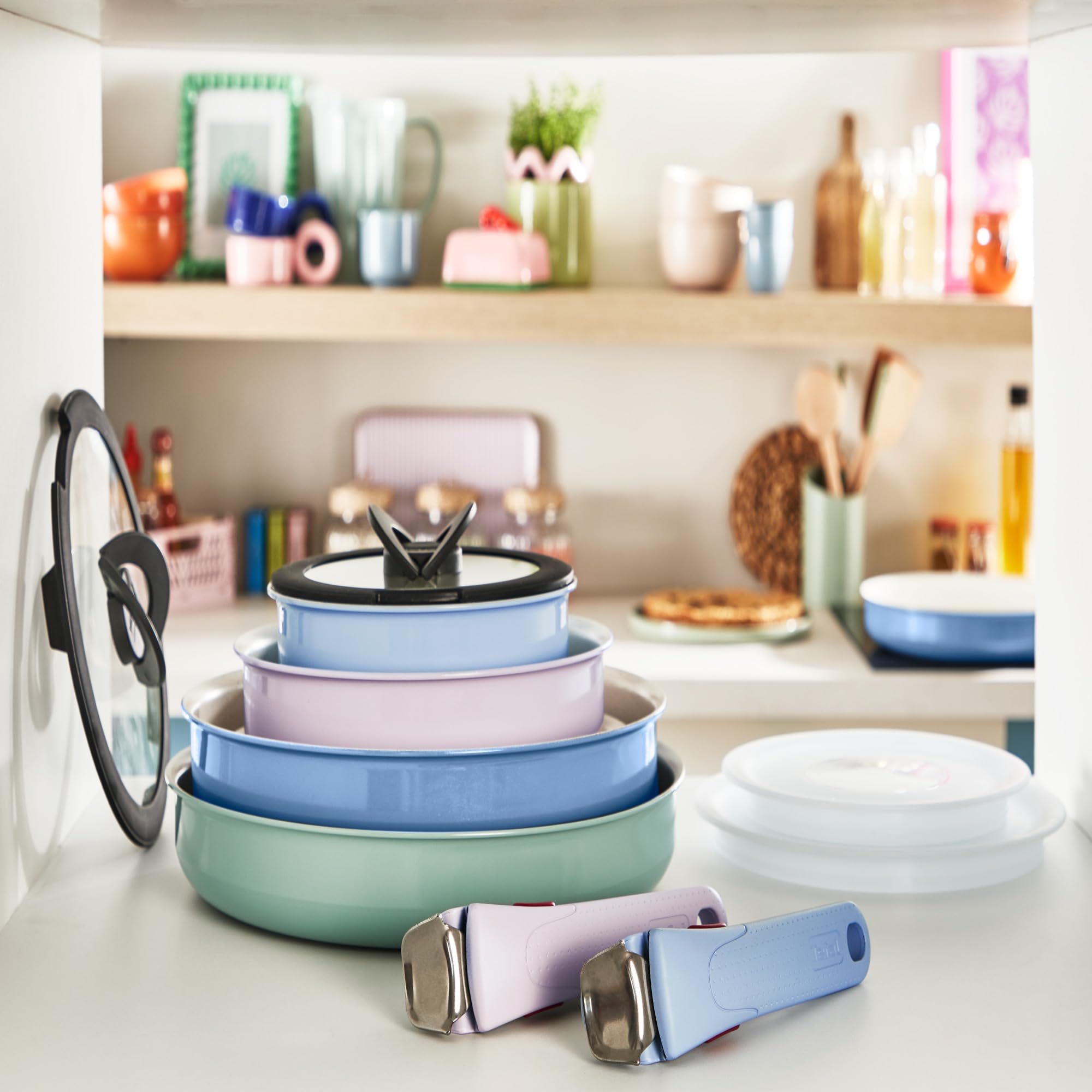 Tefal Ingenio Serenity, Batterie de cuisine 11pièces, Revêtement antiadhésif, Induction, Empilable, L830SB04 PINK