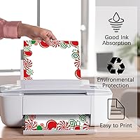 Vista 3 de Qyeahkj 100 hojas de papel de papelería de Navidad de 8.5 x 11 pulgadas, papel de impresora de papel de membrete de caramelo de Navidad, papel