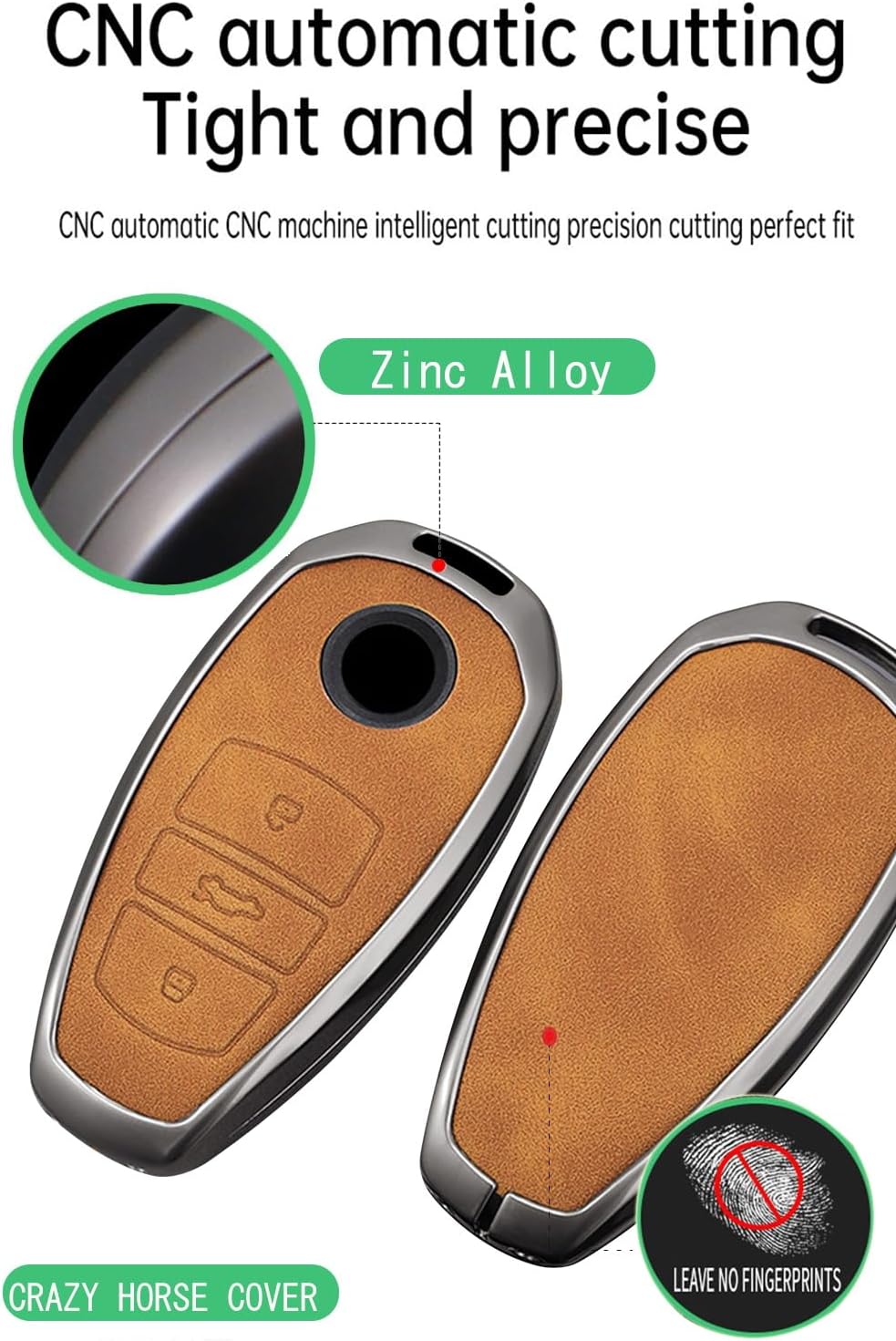 ontto Car Key Case with Keychain Compatible with Volkswagen Touareg 2010 2011 2012 Metal Key Protector Fit for VW Touareg 2013 2014 2015,Leather Key Fob Holder Fit for Touareg 2016-2017,Grey