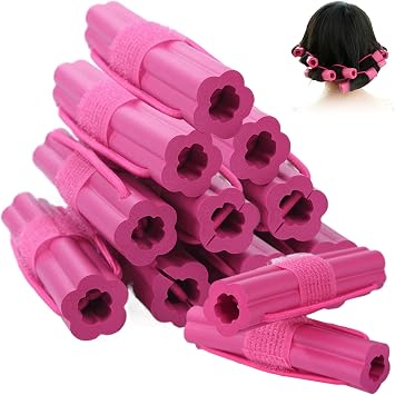 Foam Hair Rollers, 12 Pack Soft Sponge Rollers for Hair, No Clip Cozy Curlers, Easy to Use Sleep Styler Foam Curlers for Lazy People