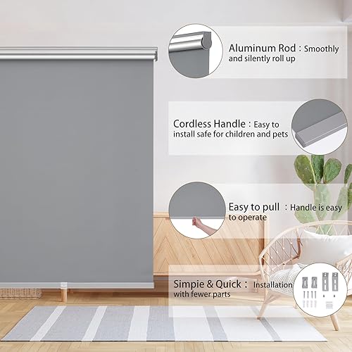 Miniatura 6 de Changshade - Cortina enrollable sin cordón y opaca, oscurecimiento de la habitación, persiana enrollada, para bloqueo de la luz, protección solar,