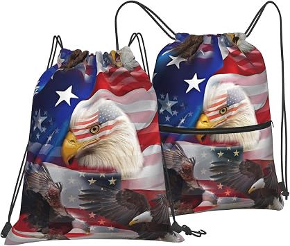 American Flag Drawstring Bag, American Flag Drawstring Backpack for Women Man, Light Sackpack String Bag Cinch Waterproof Sackpack for Sport Gym Beach Shopping Yoga