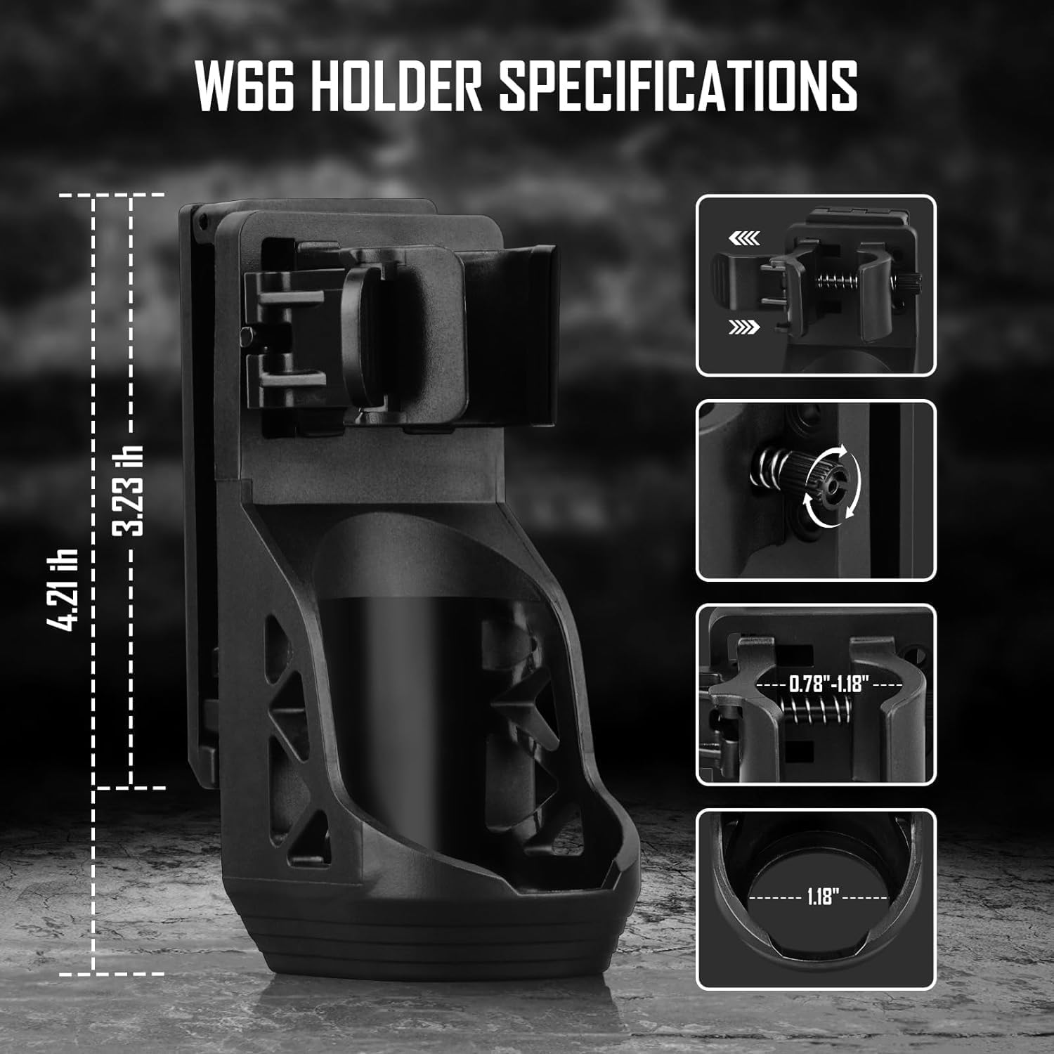 ULTRAFIRE W66 Taktische Taschenlampe Holster, Drehbarer Taschenlampenhalter für Dienstgürtel, Taschenlampenhalterung mit Hebel Seitenverschluss System, für Taschenlampen mit 0,9"-1,2" Durchmesser, 2PC