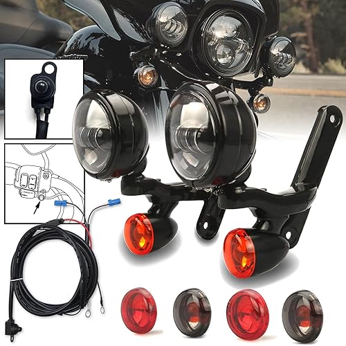 Happy-motor Luz antiniebla para motocicleta, foco auxiliar, dinámicas personalizadas para Harley Davidson, señal de giro, luces de giro, soportes de