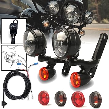Motorcycle fog light Auxiliary Spotlight custom dynamics lights for harley davidson Turn Signal Touring Lights Fog Light Brackets For Harley street glide FLHX Gloss Black Bracket