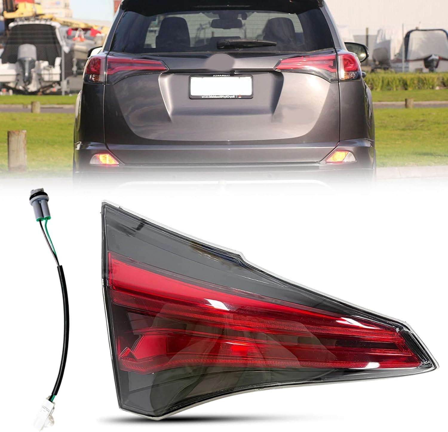 Halogen Tail Lights Assembly for 2016 2017 2018 Toyota Rav4 Rear Brake Turn Signal Lamps inner Taillight With Harness Driver Left side Replacement for TO2802133 8159142022
