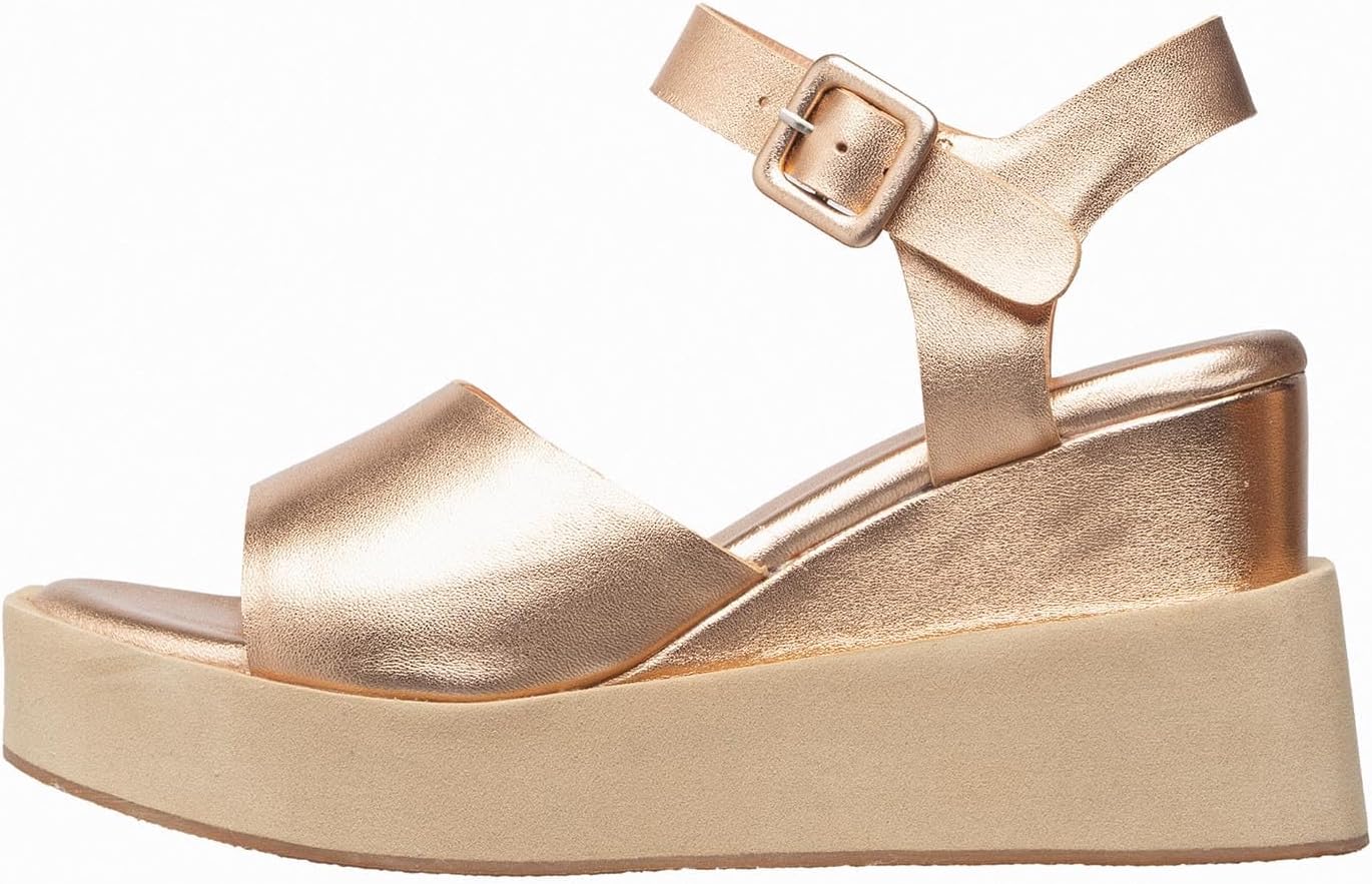 Antelope Wedge Platform Sandals Open Toe Buckle Ankle Strap Wedge Dressy Platform June Leather Sandals for Women