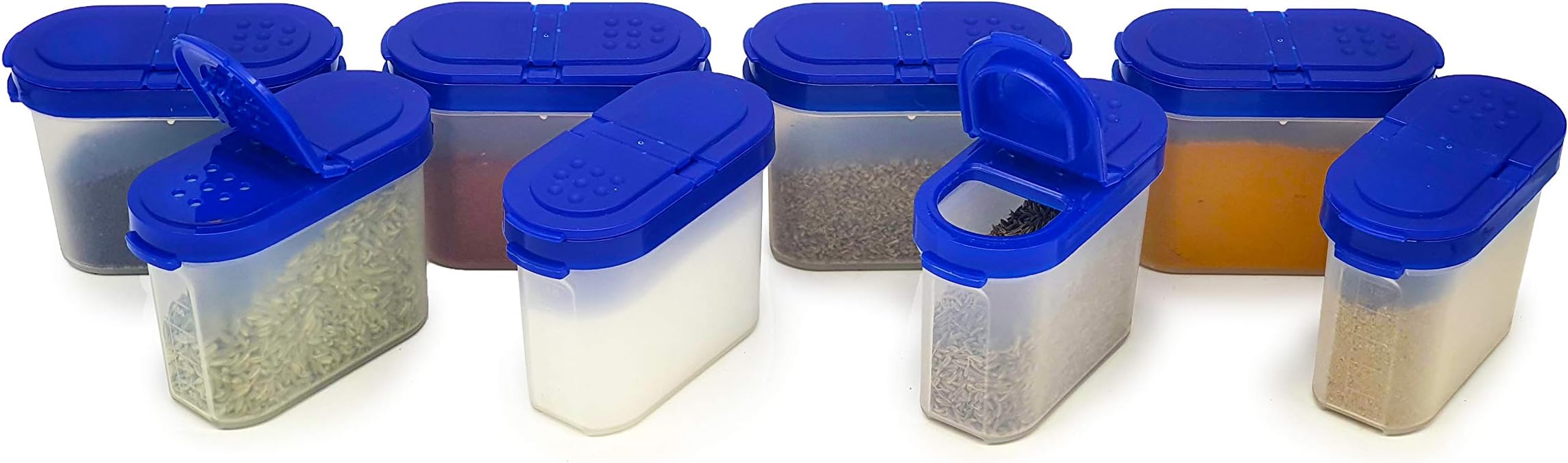 Mahaware Modular Wonder Spice Shaker and Sprinkler Set, 150Ml, Set of 8 (Blue)