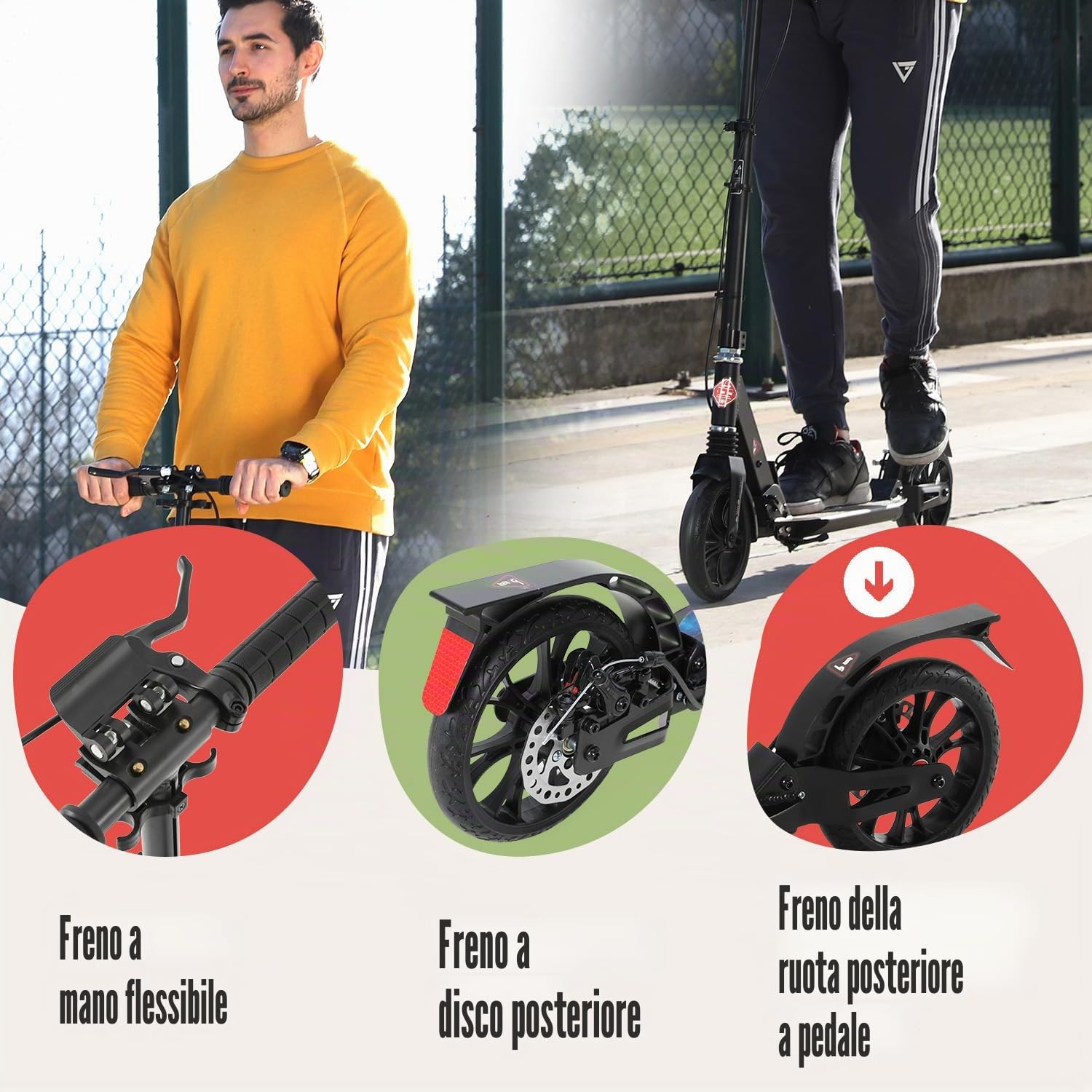 ISE Monopattino per Adulti e Bambini, Monopattino a Spinta Pieghevole Regolabile Scooter per Ragazzo Ragazza