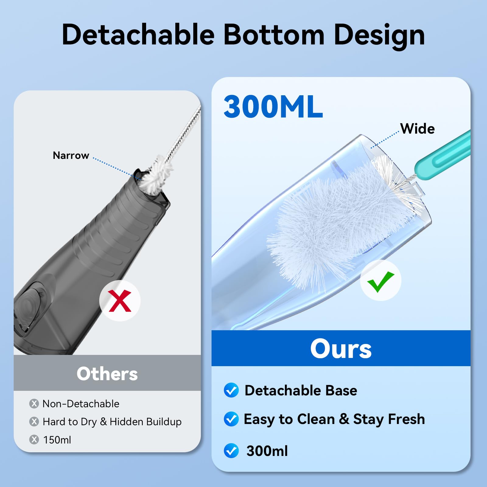 Púa de dientes con irrigador dental de agua, irrigador oral recargable inalámbrico, riego dental portátil de 300 ml con 4 modos, irrigador dental impermeable IPX7 para aparatos ortopédicos, viajes y