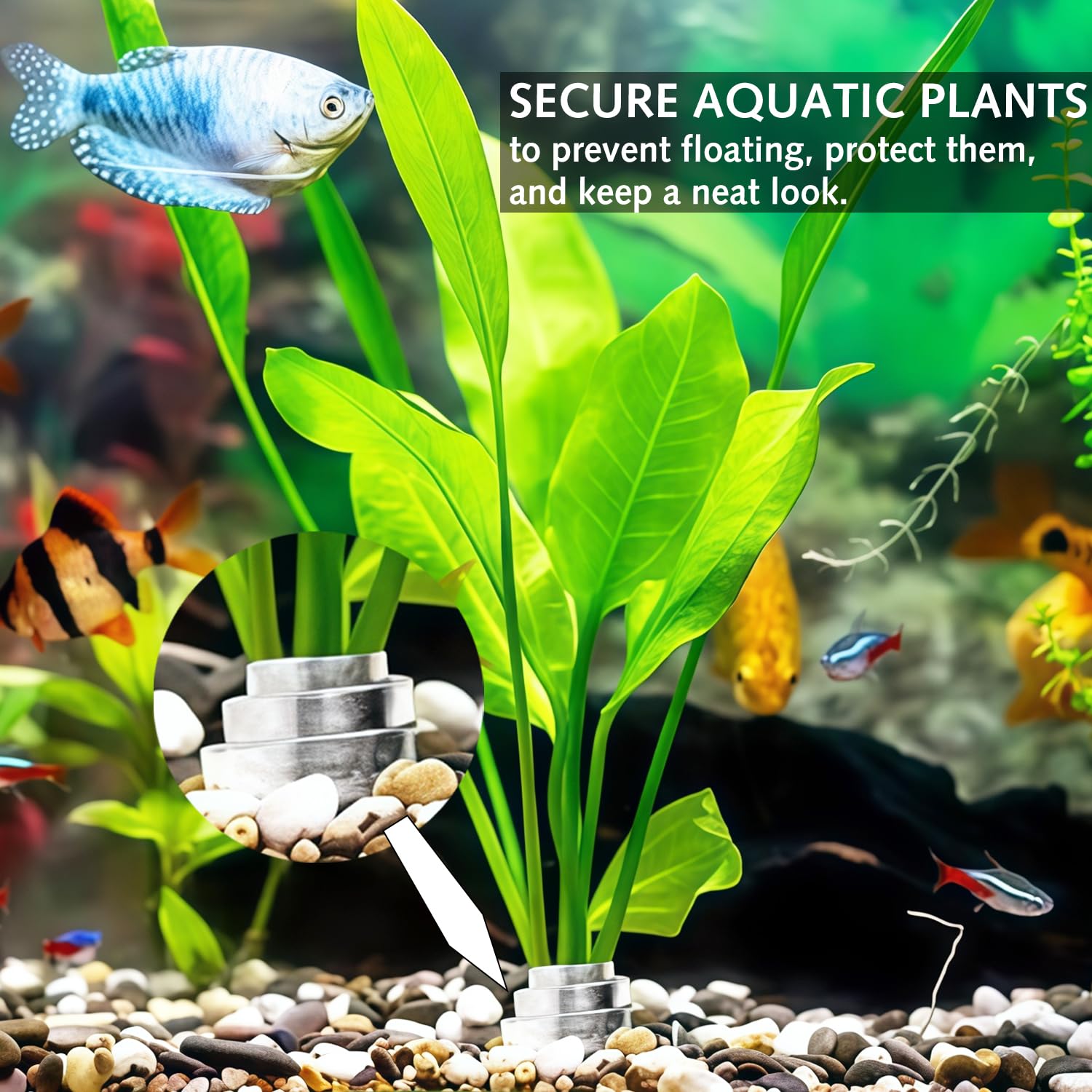 Aquarium Plant Weights Anchors Prevents Floating, 20 Pcs Bendable Plant Anchors Over Weight Anchor - Image 2