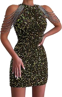 NHNKB Summer Dress Women's Dresses Women's Ball Gown Women's Sexy Party Dress Costume Hip Pack Mini Dresses Party Dresses Evening Dress Cami Dress Sequin Dress Festive Dresses for Women 50, blue, S