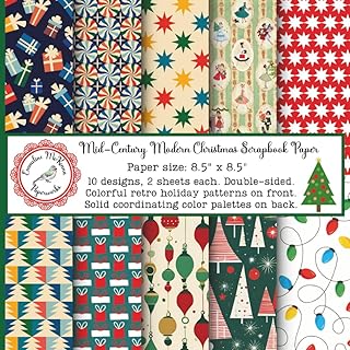 Mid-Century Modern Retro Christmas Scrapbook Paper: Vintage Holiday Craft Pad, 1950's and 1960's Aesthetic, Double Sided for Papercrafts (Junk ... Invitations, Cardmaking, Gift Decorating)