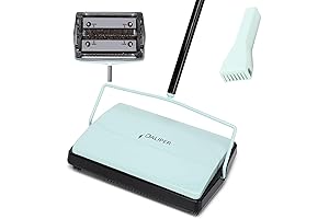 Non-Electric Carpet Sweeper with Electrostatic Floor Brush for Pet Hair and Debris