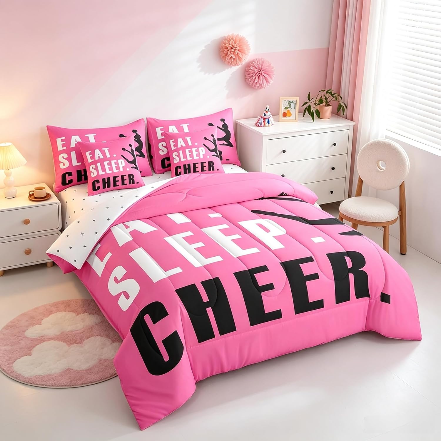 Feelyou Cheer Comforter Set Twin Size 7 Pieces for Kids Boys Girls Teens image 2