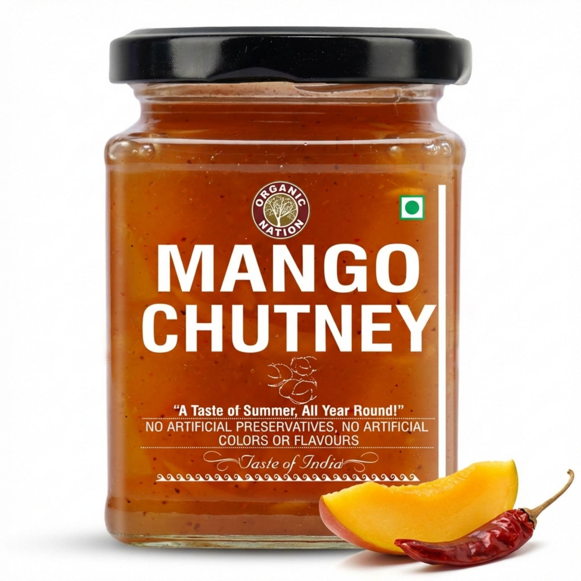 Organic Nation Mango Chutney 300g | Authentic Indian Sweet & Spicy Relish | Handcrafted with Fresh Mangoes & Natural Spices | No Preservatives | Perfect for Dips, Sandwiches & Curries