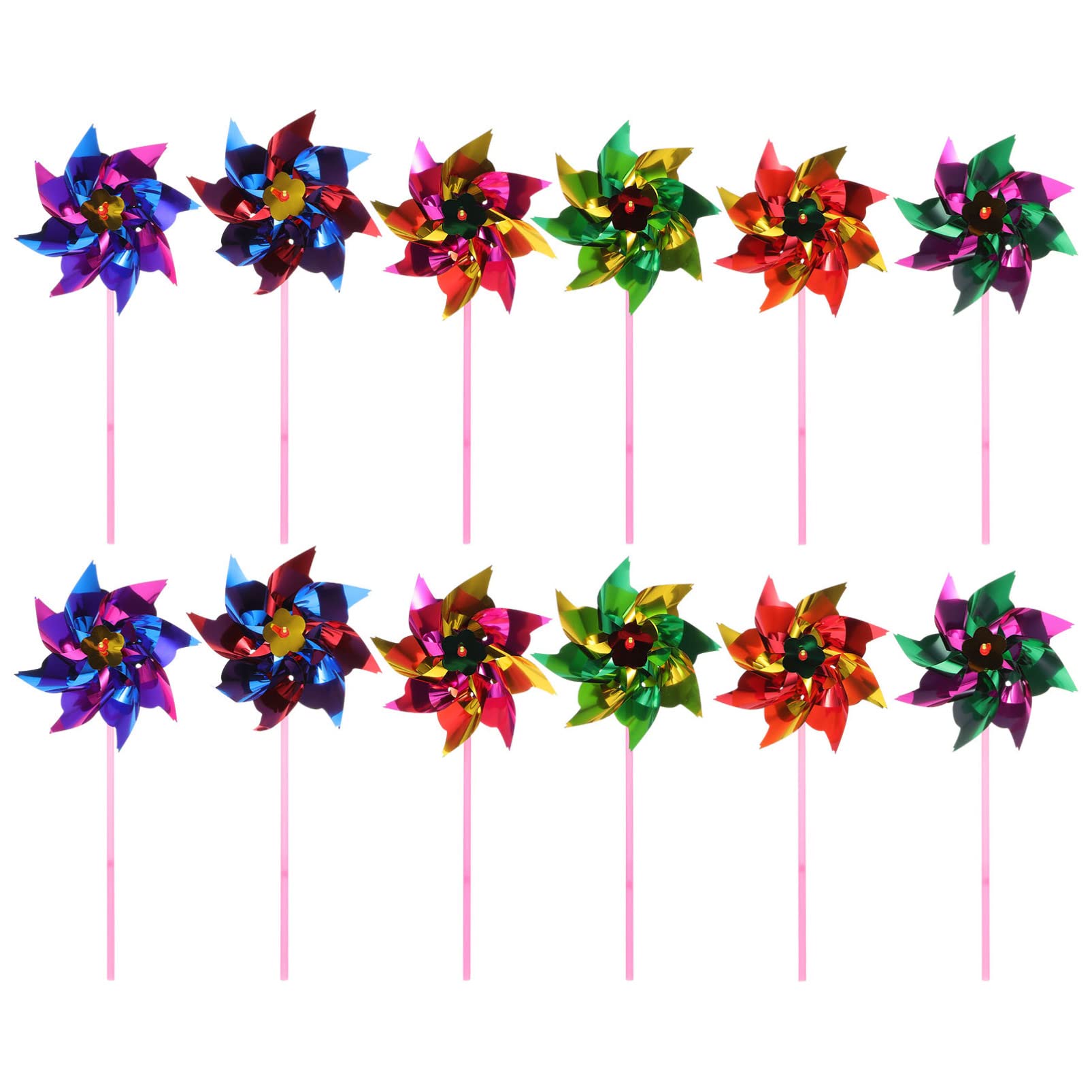 Kisangel Garden Pinwheels Decor 100pcs Boys and Girls Windmill Toys DIY Paper Wind Wheel for Parties Random Color