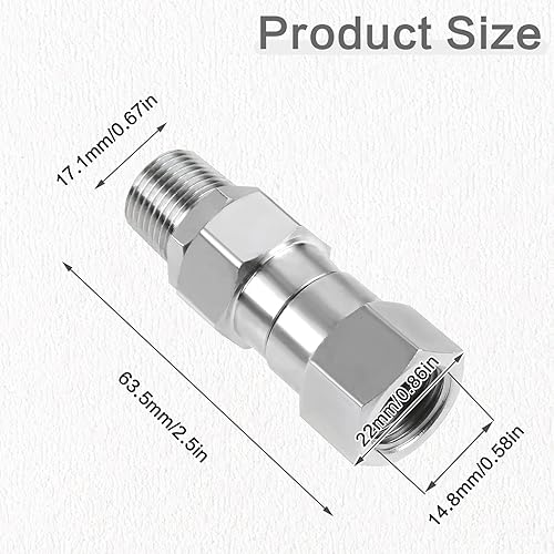Miniatura 2 de Arandela a presión giratoria, rosca macho NPT de 38 pulgadas, acero inoxidable de 360 grados anti torsión, 2 piezas