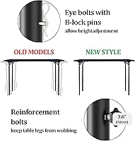 Vista 3 de Paquete de 8 elevadores de mesa plegables para mesas plegables, patas rectas/dobladas, extensiones de patas de mesa plegables duraderas, 2