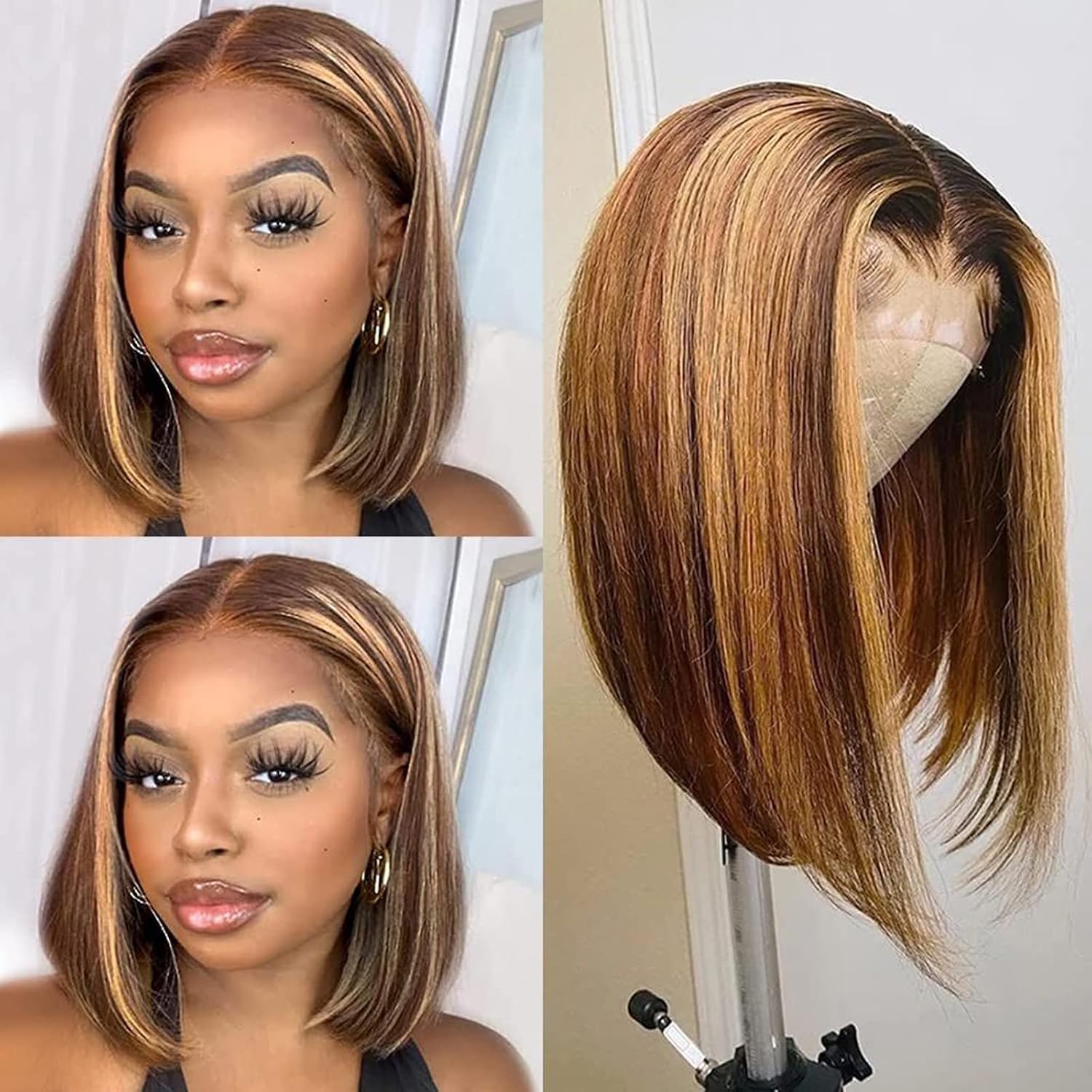 Bob Wig Human Hair 14 Inch 13x4 HD T Lace Front Bob Wigs Human Hair Straight Bob Wig Pre Plucked with Baby Hair 180% Density Brazilian Glueless Short