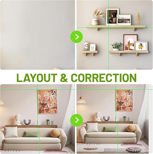 Miniatura 3 de Huepar - Nivel láser, láser de línea cruzada verde autonivelante de 100 pies para colgar fotos, azulejos, decoración y construcción interior de