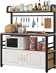 NiHome Cesto Di Frutta A 2 Ripiani In Legno Massello – Con Gancio Per Banane – Portaverdure E Pane Per Piano Cucina - 4