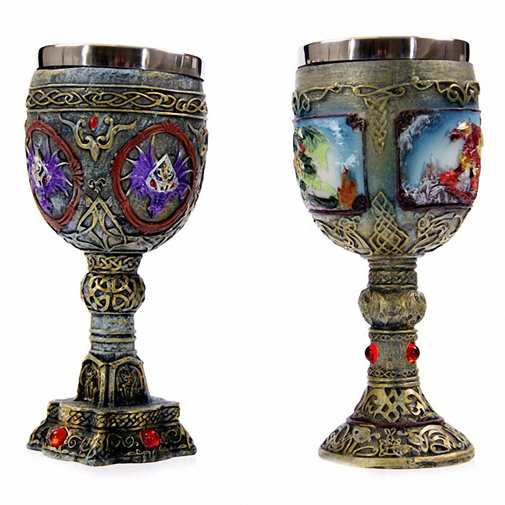 Puckator DRG173A Decorative Celtic Painted Effect Dragon Goblet