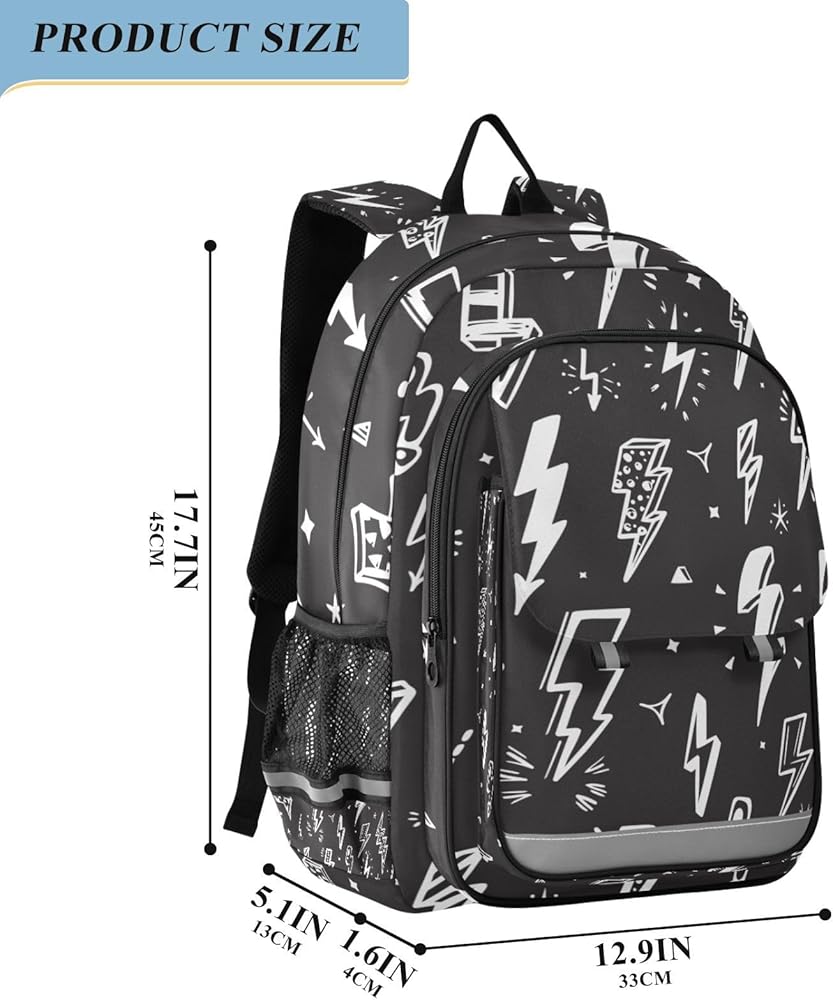 Amazon.com | Jucciaco Lightning Bolts Thunder School Backpack