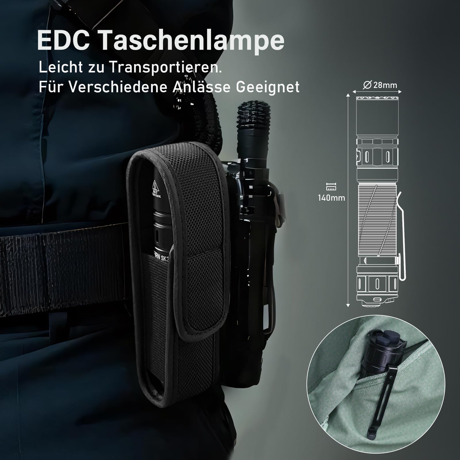 Sofirn SK30 Taschenlampe Led Aufladbar USB C 3000 Lumen Taktische Taschenlampe Extrem Helle mit 6 Lichtmodi,392M max,mit batterie für EDC Notfall Outdoor Camping Suche