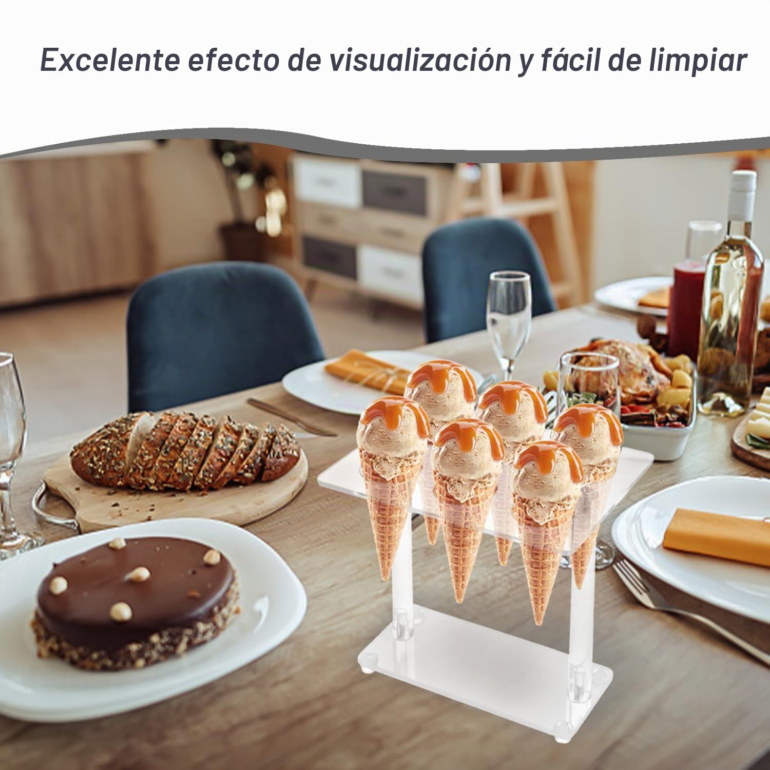 Soporte para cono de helado de 1 pieza, bandeja de papel para helado de 10 piezas, soporte para helado, soporte para cono de nieve para helado, soporte para exhibición de helado
