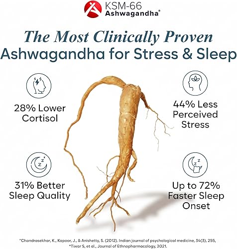 Miniatura 6 de Suplemento de glicinato de magnesio para dormir y estrés - KSM-66 Ashwagandha, GABA, L-teanina, manzanilla - Ayuda natural para dormir y apoyo