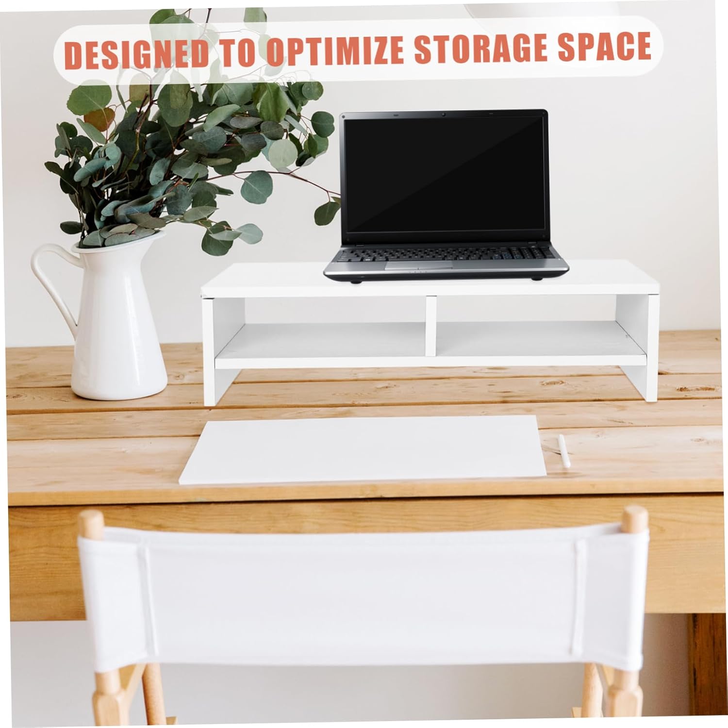 VOSAREA Ergonomic Monitor Stand for Desk with Computer Lifting Rack Desktop Storage Shelf Organizer for Office Double Design to Elevate Screen and Store Accessories