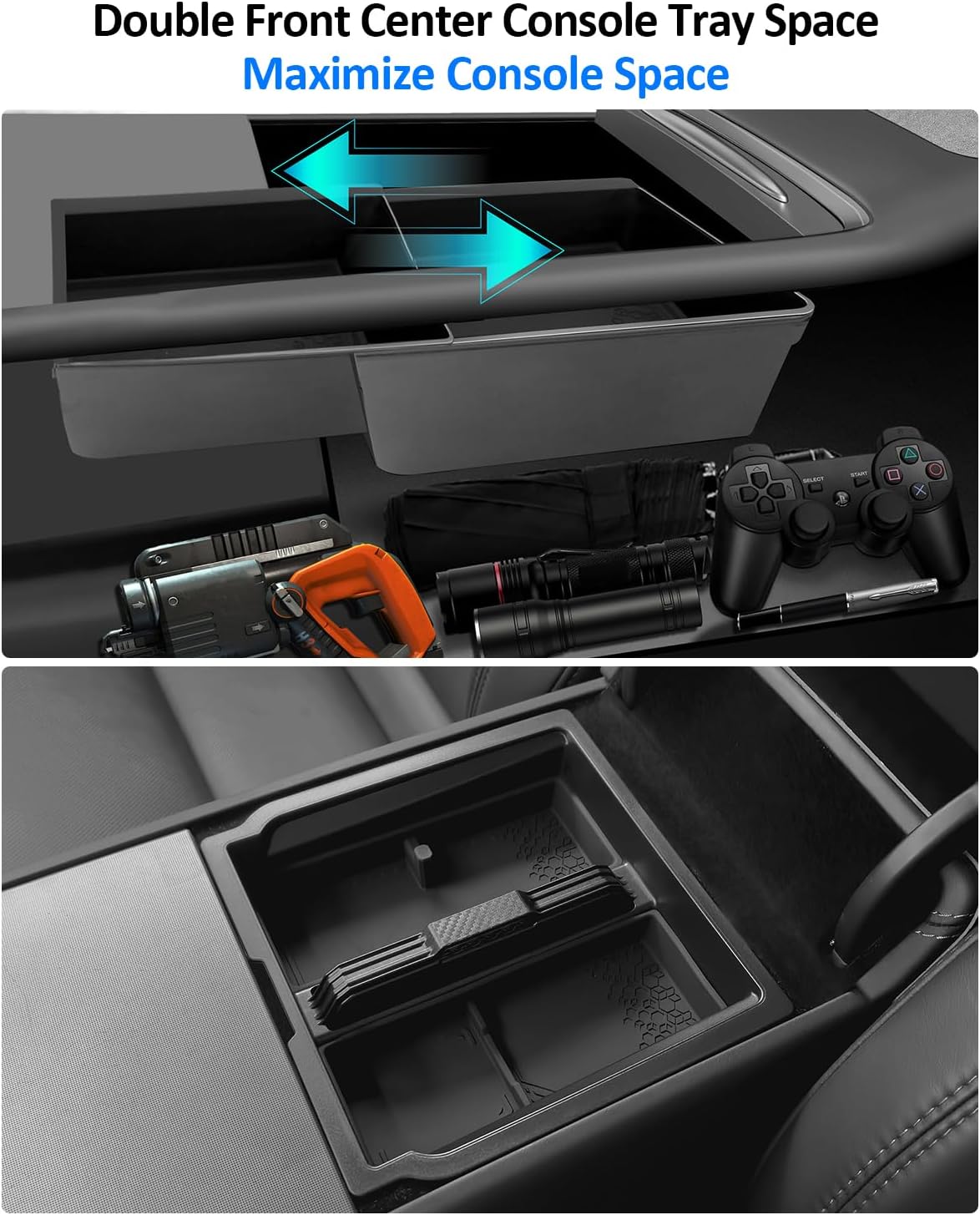 5PCS Center Console Double Layer Organizer Tray for Tesla Model Y Juniper 2025 2026 Accessories Refreshed Car Storage Tray Armrest Tray Insert Cup Holder Hidden Compartment Storage Box