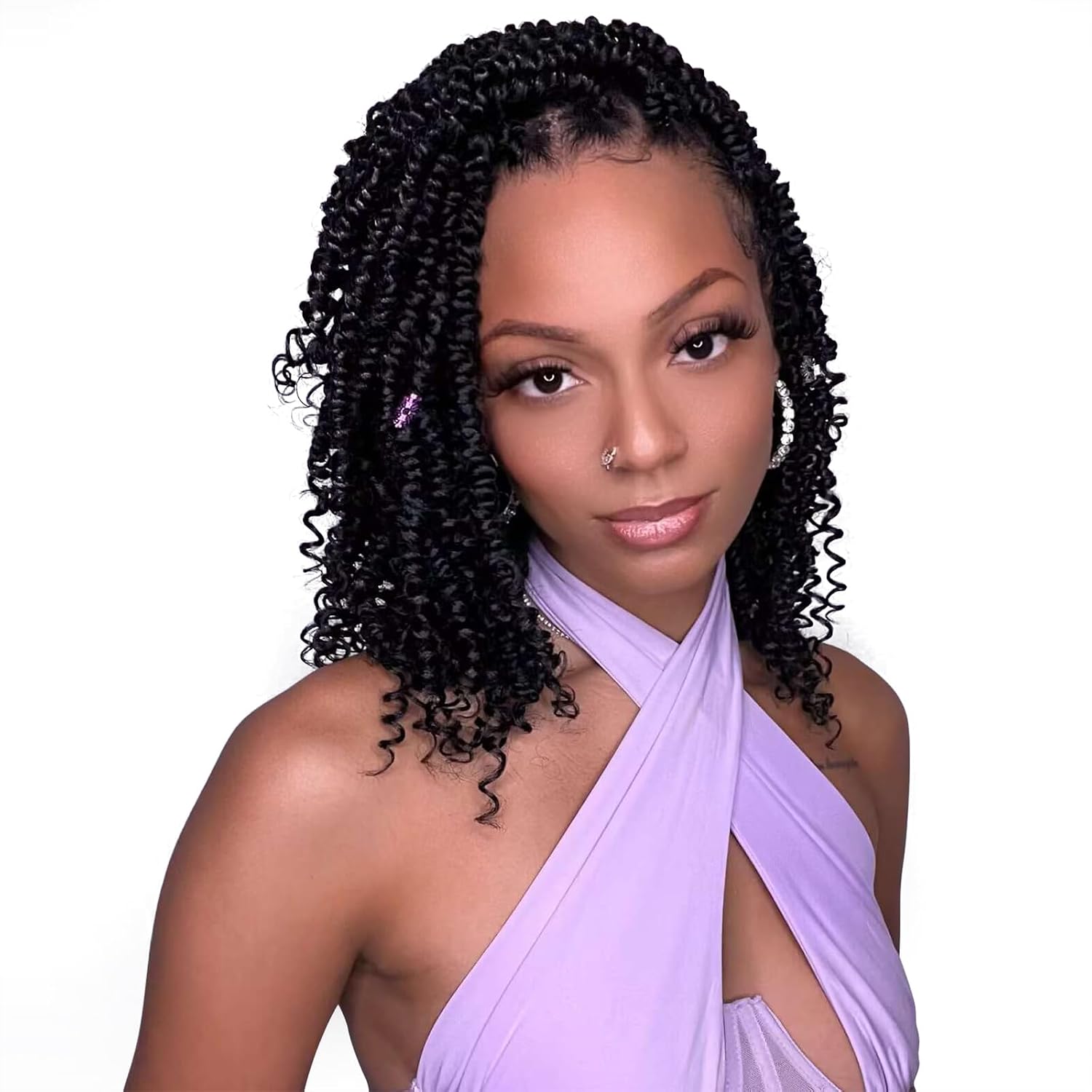 Passion Twist Crochet Hair,Passion Twist Hair 10 Inch,8 Packs Pretwisted Passion Twist Hair,Short Passion Twist Crochet Braids,Pre Looped Crochet Hair for Black Women(1B)
