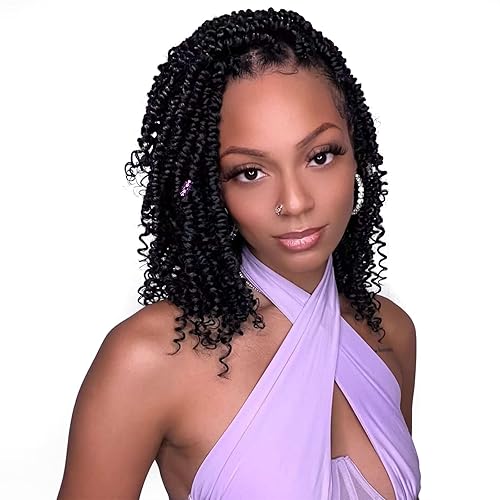 Miniatura 3 de Pelo de ganchillo Passion Twist, cabello de estilo Passion Twist de 10 pulgadas, 8 paquetes de cabello pretrenzado de Passion Twist, trenzas de