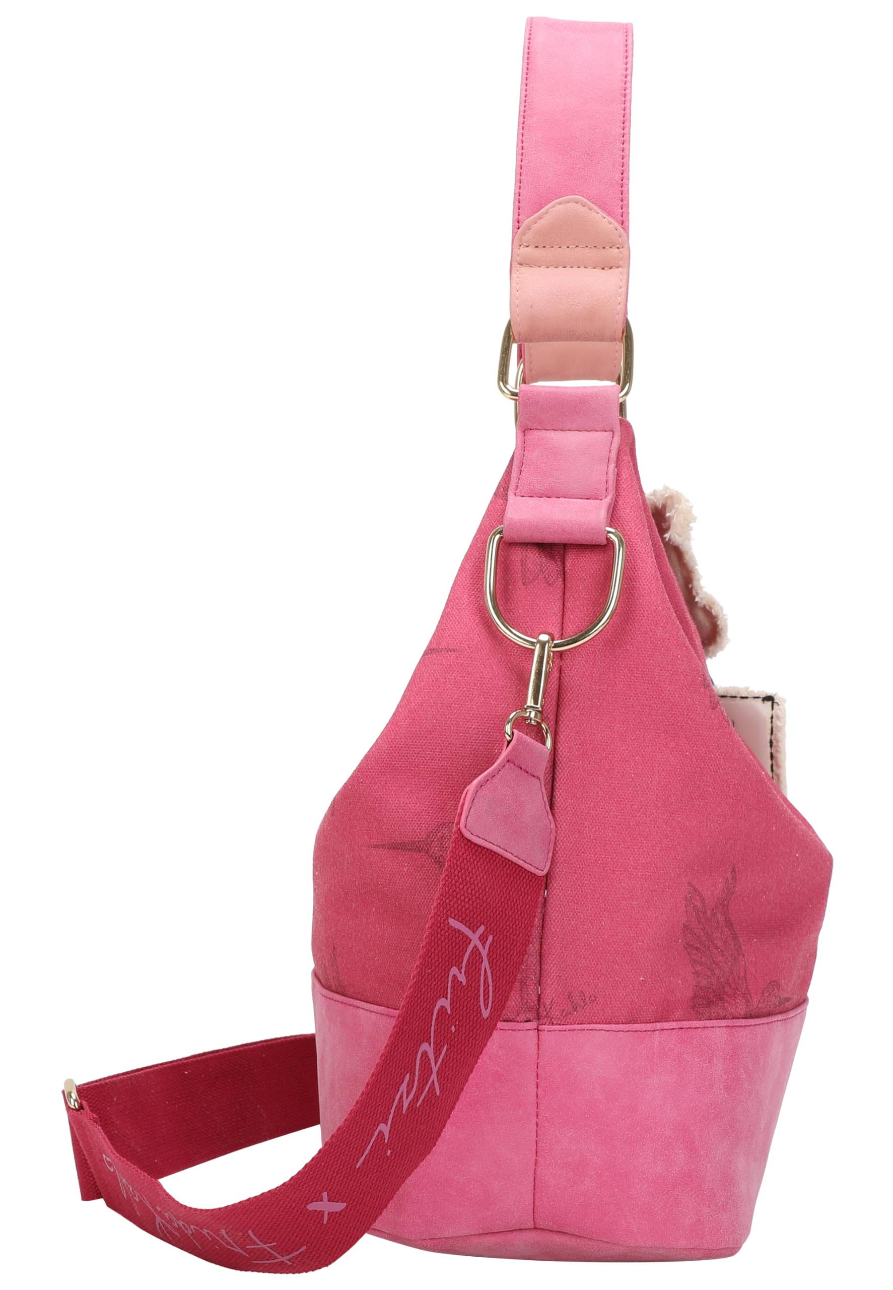 Fritzi x Frida Kahlo Izzy07 Limited Kolibri bolso hobo mujer canvas bolso hombro bolso ciudad bolso viaje bolso diario cierre magnético asas resistentes 37 x 27 x 17 cm - Pink, Naranja, Verde