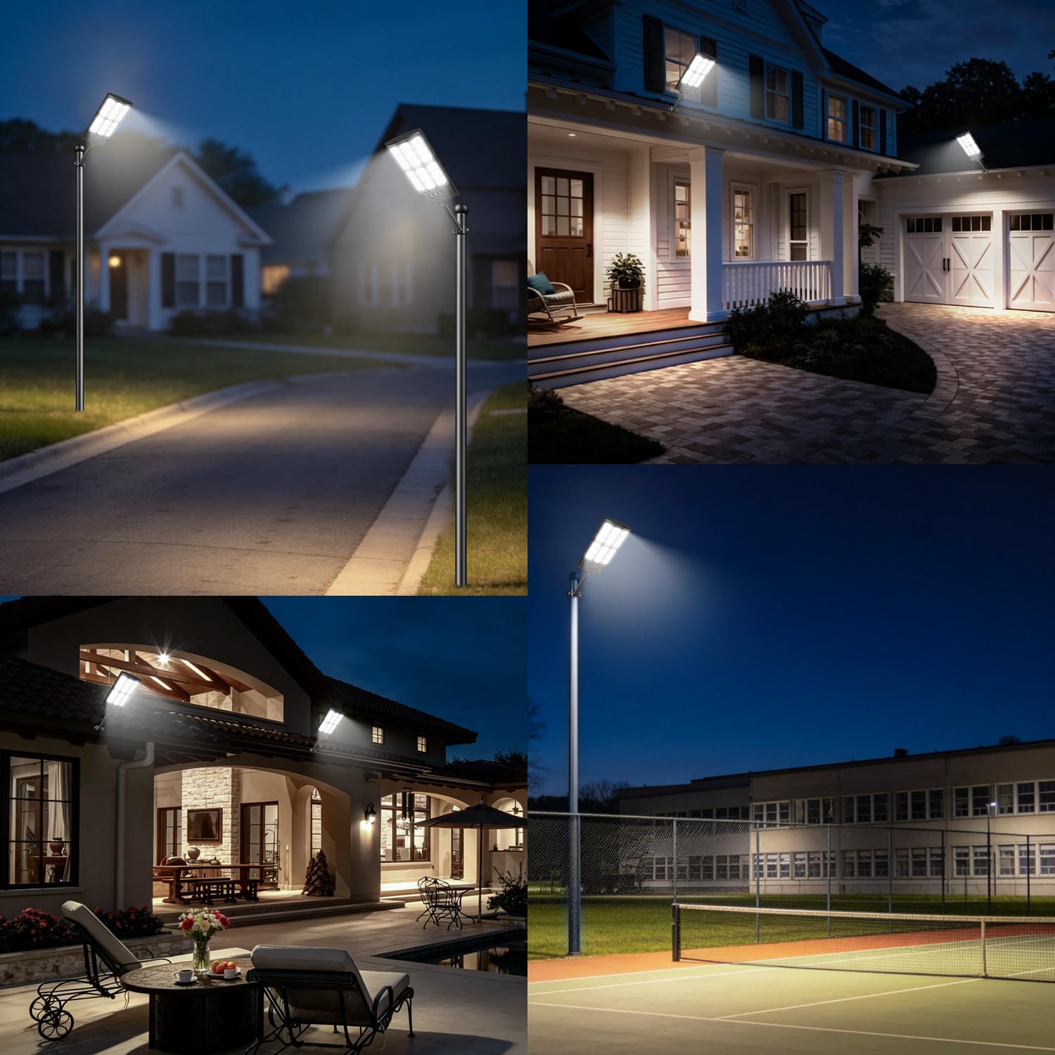 Solar-Straßenlaternen für Außen 800W 6500K, Wasserdichte LED Solarleuchten mit Bewegungsmelder & Fernbedienung, Solar-Straßenleuchten geeignet für Straßen, Parkplätze, Höfe, Garagen, 2 Stück
