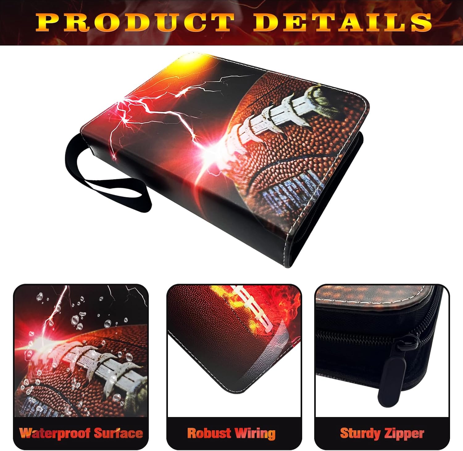Football Card Binder with Sleeves, 900 Pockets Trading Card Holder Protectors Albums, Card Storage Organizer Case Compatible with football Card and Other Sports Cards