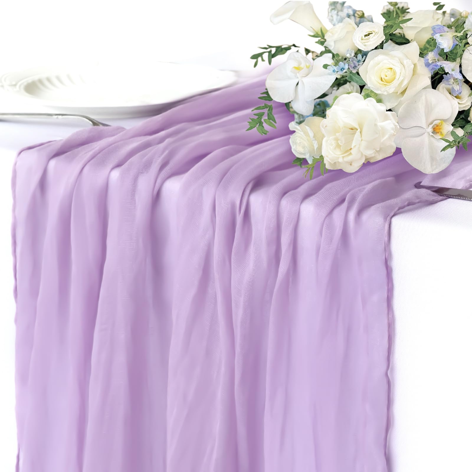 Sioloc 1 Pack Lavender Cheesecloth Table Runner,10ft Purple Sioloc 1 Pack Lavender Cheesecloth Table Runner,10ft Purple