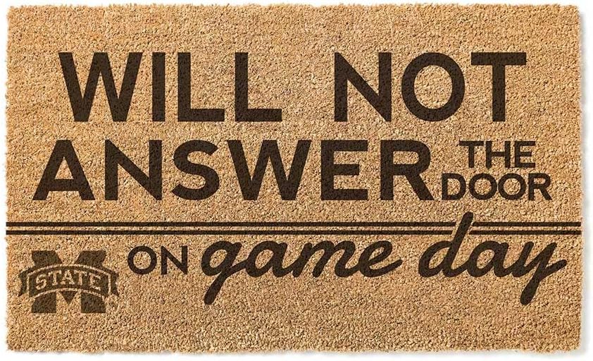 KH Sports Fan Mississippi State Bulldogs Will Not Answer on Gameday Coir Doormat, 18x30 Inches, Bulldogs Outdoor Rug; Display Your Team Spirit with This Unique Mississippi State Bulldogs Doormat
