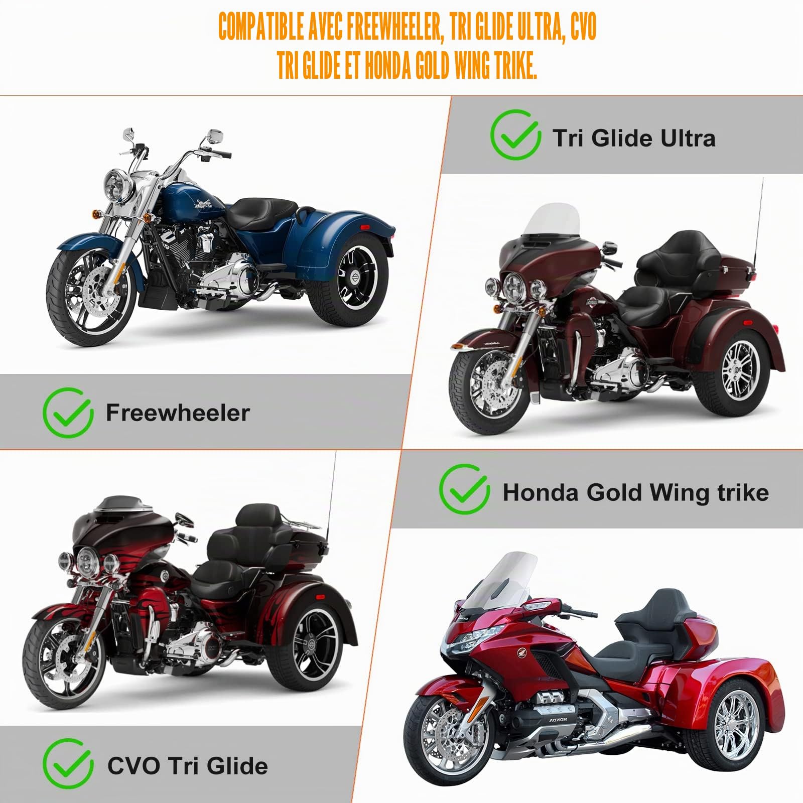Housse de Moto à Trois Roues imperméable de Rechange en Tissu Oxford 420D, Housse Robuste avec Bandes réfléchissantes pour Protection Contre la Neige, la Pluie, la poussière, la grêle