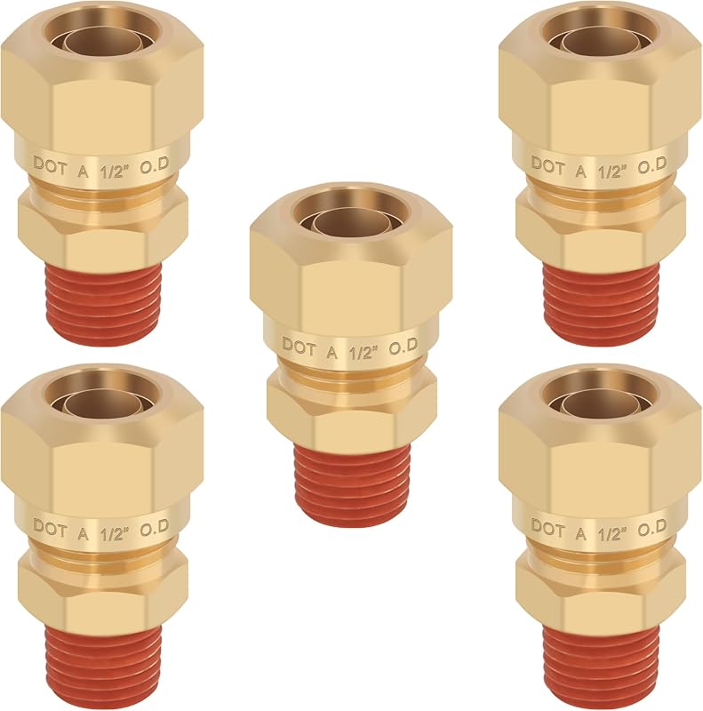 União de latão HASAOMOI para tubo de freio a ar 1,27 cm x rosca 1/4" NPT – Kit com 5 unidades