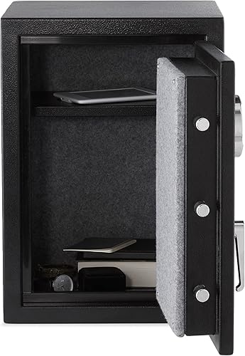 Miniatura 5 de Tienda Basics Caja fuerte de seguridad resistente al fuego con teclado electrónico programable, 1.24 pies cúbicos, negro, 14.17 pulgadas de ancho x