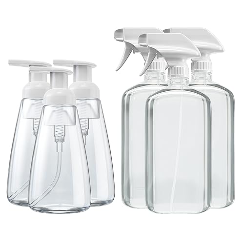 Clean Revolution Kit de embalaje reutilizable  3 botellas de plástico con gatillo + 3 botellas de jabón de manos espumosas, total de 6 unidades