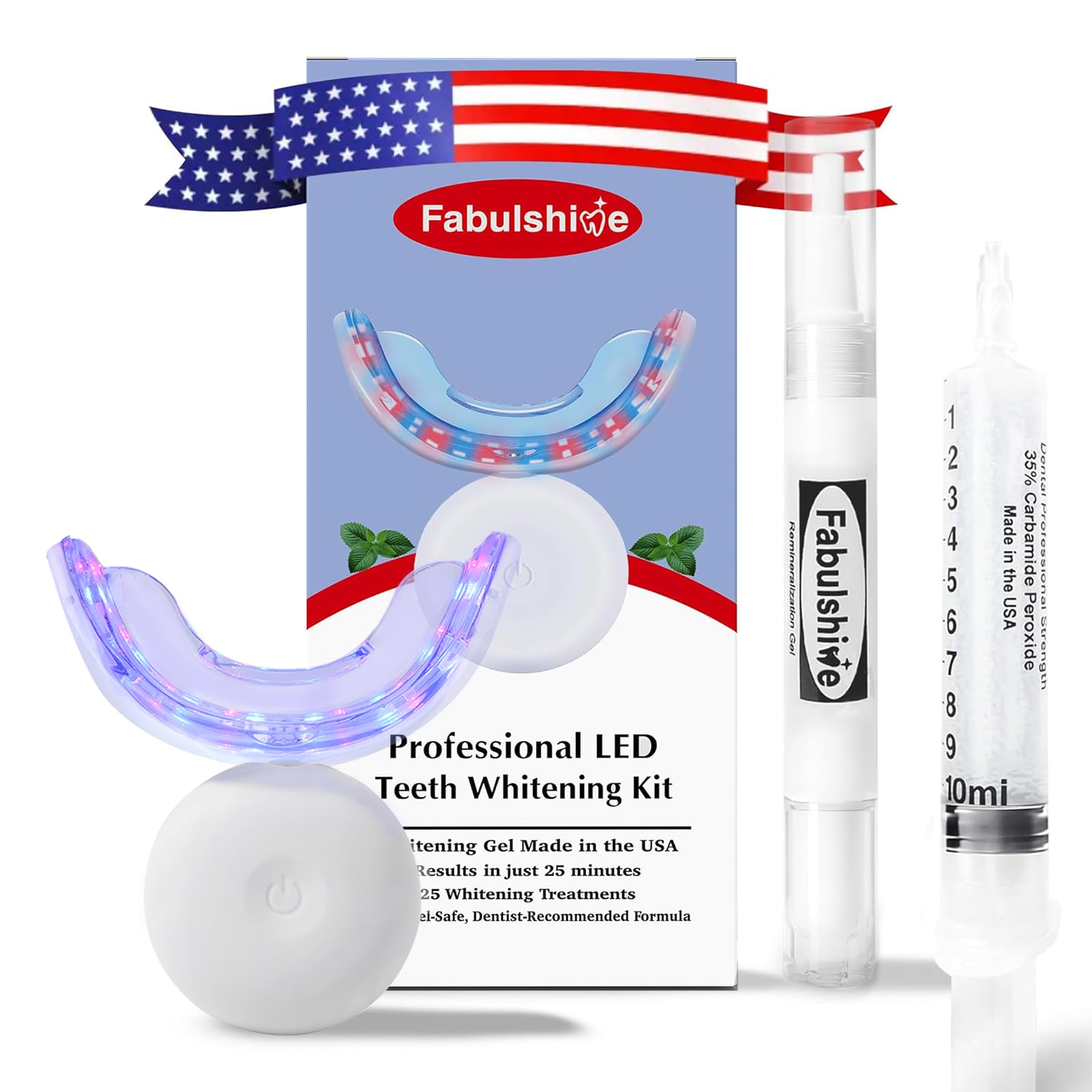 American Teeth Whitening Kit Teeth Whitening Gel Pen Whitening Trays with Light 25 Uses Whiten Up to 8