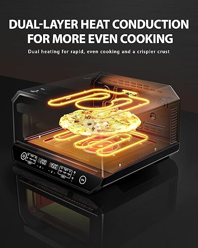 Miniatura 6 de Horno de pizza de interior, hace pizzas de 12 pulgadas en 90 segundos, calienta hasta 850 F horno de pizza de encimera, 6 preajustes de pantalla